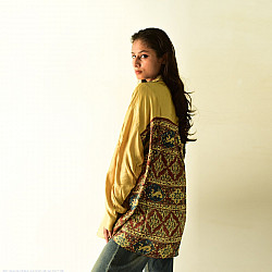 Itr . इत्र | Over Size Silk Shirt | Natural Colour Ajrakh