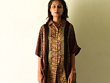 Itr . इत्र | Ajrakh Free Size Silk Shirt | Red
