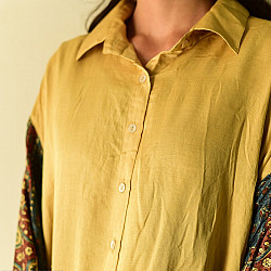Itr . इत्र | Designer Silk Shirt - Natural Colour Ajrakh Print
