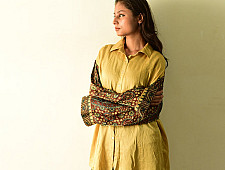 Itr . इत्र | Designer Silk Shirt - Natural Colour Ajrakh Print