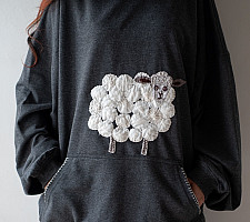 Handmade Applique Hoodie | Baadal ( A Sheep )