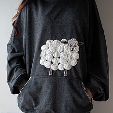 Handmade Applique Hoodie | Baadal ( A Sheep )