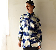 Itr . इत्र | Itr . इत्र | Indigo Modal Silk Shirt - Neeli Katli| Unisex