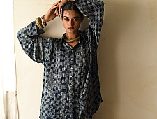 Itr . इत्र |Indigo Modal Silk Shirt - Tecno | Unisex