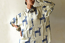 Itr . इत्र | Indigo Modal Silk Shirt - Flying Deer| Unisex