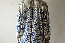 Itr . इत्र | Indigo Modal Silk Shirt - Scribble | Unisex 