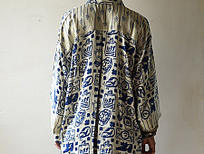 Itr . इत्र | Indigo Modal Silk Shirt - Scribble | Unisex 