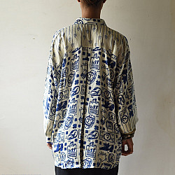 Itr . इत्र | Indigo Modal Silk Shirt - Scribble | Unisex 