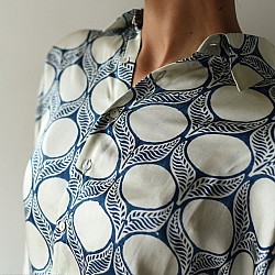 Itr . इत्र | Indigo Modal Silk Shirt - Bubble| Unisex