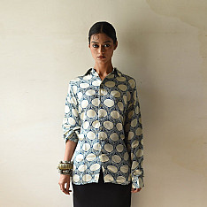 Itr . इत्र | Indigo Modal Silk Shirt - Bubble| Unisex