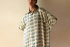 Itr . इत्र | Indigo Modal Silk Shirt - Bloom | Unisex