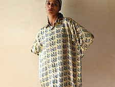 Itr . इत्र | Indigo Modal Silk Shirt - Bloom | Unisex