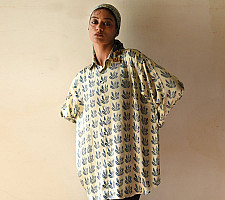 Itr . इत्र | Indigo Modal Silk Shirt - Bloom | Unisex
