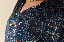 Itr . इत्र | Indigo Modal Silk Shirt - Pixel | Unisex
