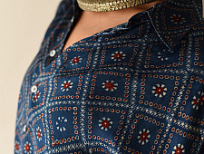 Itr . इत्र | Indigo Modal Silk Shirt - Pixel | Unisex