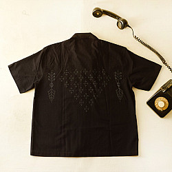 Tangaliya Handloom Shirt ~ Pure Cotton | Unisex | Black