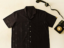 Handwoven Tangaliya Shirt ~ Unisex | Black with white dots