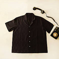 Tangaliya Handwoven Shirt ~ Unisex | Free Size | Black 