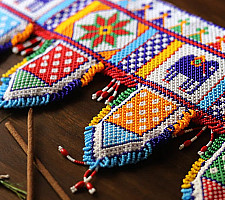 Shubh-Labh . शुभ लाभ | Glass Bead - Toran (36" x 7.5") 