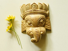 Handmade Wooden Mask - Ganesh
