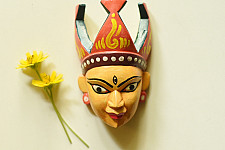 Handmade Wooden Mask - Tribal Woman