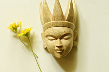 Handmade Wooden Mask - Tribal Woman (B)