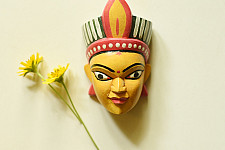 Handmade Wooden Mask - Tribal Woman (C)