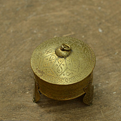 Ahar ✽ Brass ~ 4" x 4" x 4.2"  Mukhwas Box