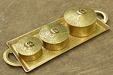 Ahar ✽ Brass ~  Tray & Three Dabro Set ( Set of Four )
