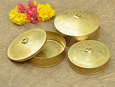 Ahar ✽ Brass ~ Dabro | Biggest -5.8" x 5.8" x 3" { Set of three }