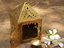Ahar ✽ Brass ~ A Lamp with Diya (6.5" x 6.5 " x 7") -  3