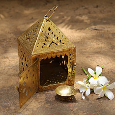 Ahar ✽ Brass ~ A Lamp with Diya (6.5" x 6.5 " x 7") -  3