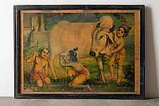 Memory Lines | Indian Antique Print |Bal Gopal (With Frame) 