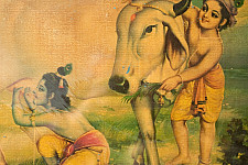 Memory Lines | Indian Antique Print |Bal Gopal (With Frame) 