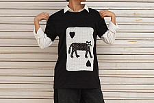 Handmade Applique Tshirt | Baghira (Black)