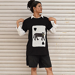Handmade Applique Tshirt | Baghira (Black)