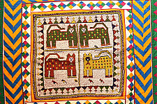 Prachin . प्राचीन  ❂ Saurashtra Beadwork - Old & Antique Wall Hanging -Tiger