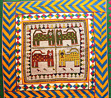 Prachin . प्राचीन  ❂ Saurashtra Beadwork - Old & Antique Wall Hanging -Tiger