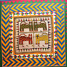 Prachin . प्राचीन  ❂ Saurashtra Beadwork - Old & Antique Wall Hanging -Tiger