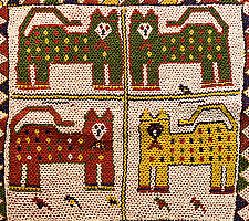 Prachin . प्राचीन  ❂ Saurashtra Beadwork - Old & Antique Wall Hanging -Tiger