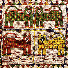 Prachin . प्राचीन  ❂ Saurashtra Beadwork - Old & Antique Wall Hanging -Tiger