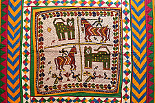 Prachin . प्राचीन  ❂ Antique Beadwork Wall Hanging -Tiger & Horse