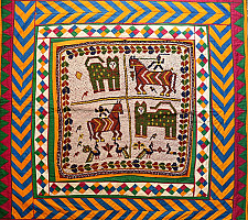 Prachin . प्राचीन  ❂ Antique Beadwork Wall Hanging -Tiger & Horse