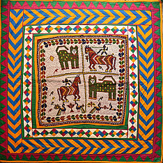 Prachin . प्राचीन  ❂ Antique Beadwork Wall Hanging -Tiger & Horse