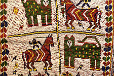 Prachin . प्राचीन  ❂ Antique Beadwork Wall Hanging -Tiger & Horse