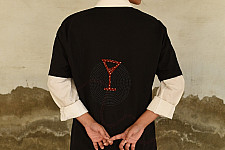 Handmade Applique Tshirt | Snake & Wine Glass Back Side
