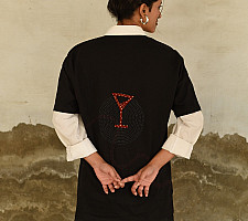 Handmade Applique Tshirt | Snake & Wine Glass Back Side