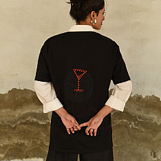 Handmade Applique Tshirt | Snake & Wine Glass Back Side