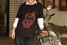 Handmade Applique Tshirt | Snake & Wine Glass Back Side