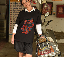 Handmade Applique Tshirt | Snake & Wine Glass Back Side